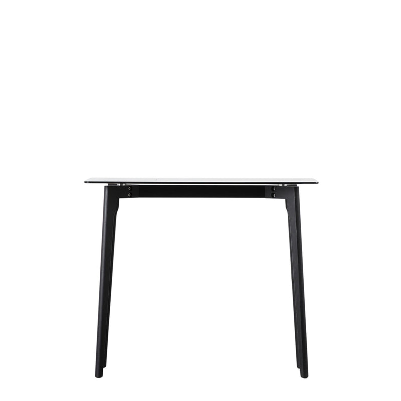 Blake Black Oak Console Table with Smoked Glass Top