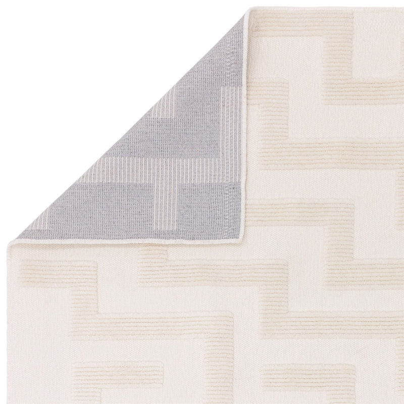 Freja Cove Boho Textured Geometric Washable Rugs in Ivory White