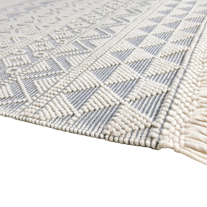 ANYA01 Boho Geometric Zig Zag Rug in Ivory Slate Grey