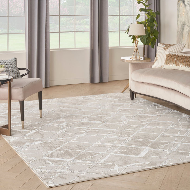 Glitz GLZ02 Geometric Rugs by Nourison in Ivory Grey