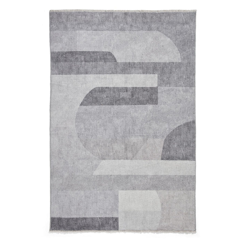 Whisper H1068 Washable Geometric Flat Weave Rugs in Grey