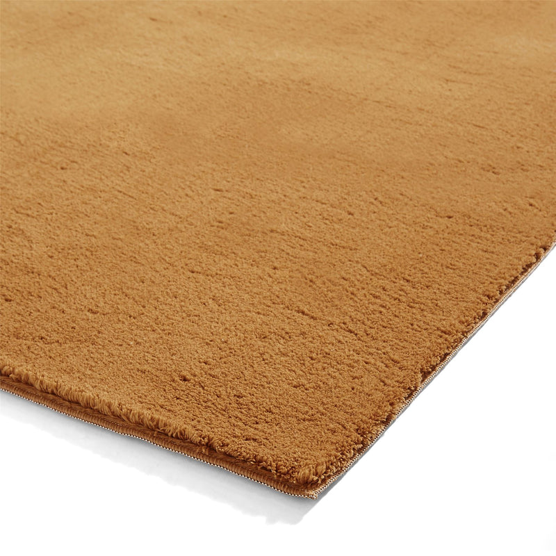 Bay Modern Washable Plain Shaggy Rugs in Camel Brown