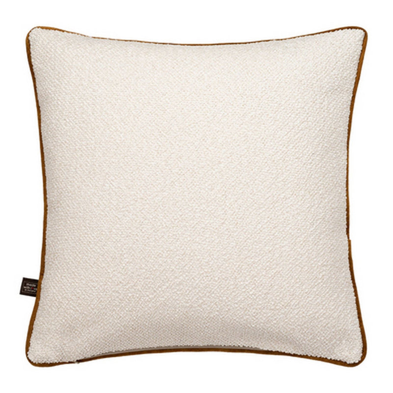 Leighton Boucle Velvet Piping Cushion in Cream Mustard Yellow