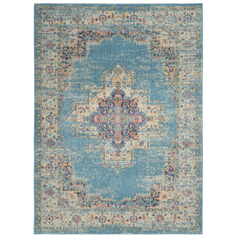 Passion Traditional Medallion Persian Rugs PSN03 in Light Blue