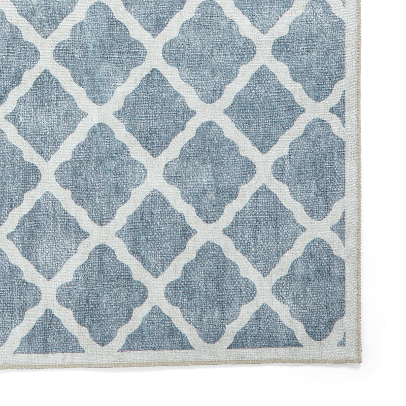 Coral H1063 Modern Washable Trellis Runner Rugs in Grey