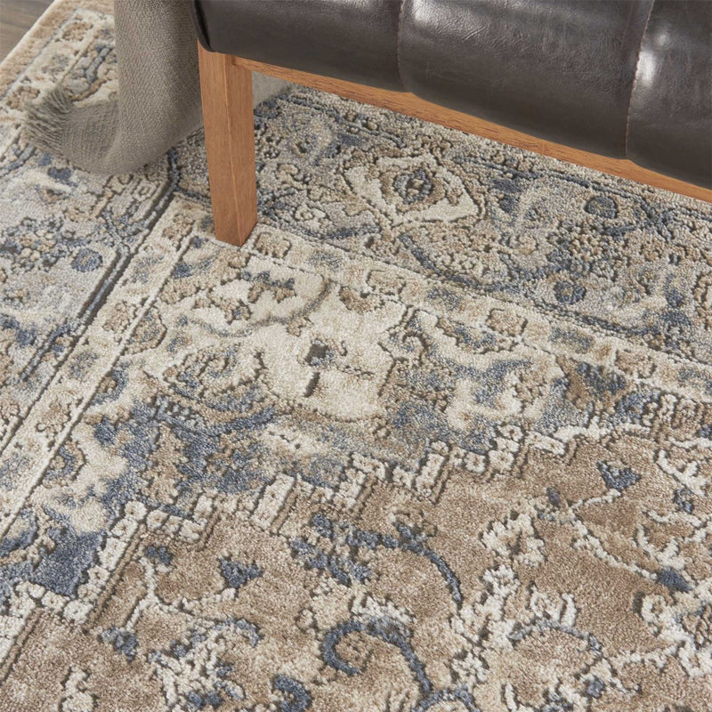 Quarry QUA05 Abstract Distressed Rugs  in Beige Grey by Nourison