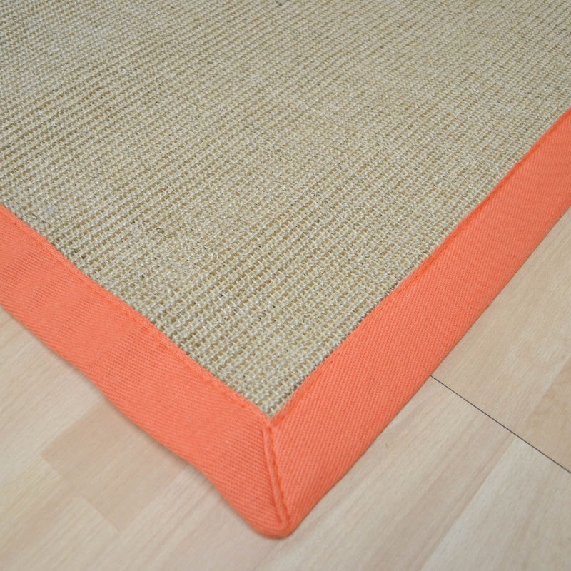 Sisal Hallway Runners in Linen with an Orange Border