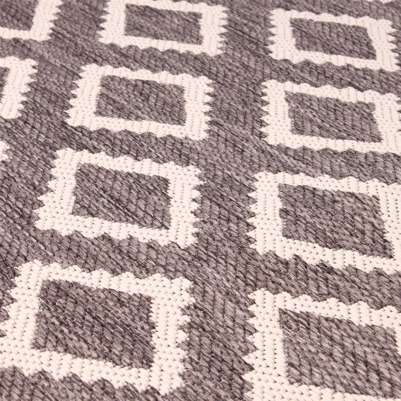 Terrace Diamond Modern Geometric Outdoor Rugs in Grey