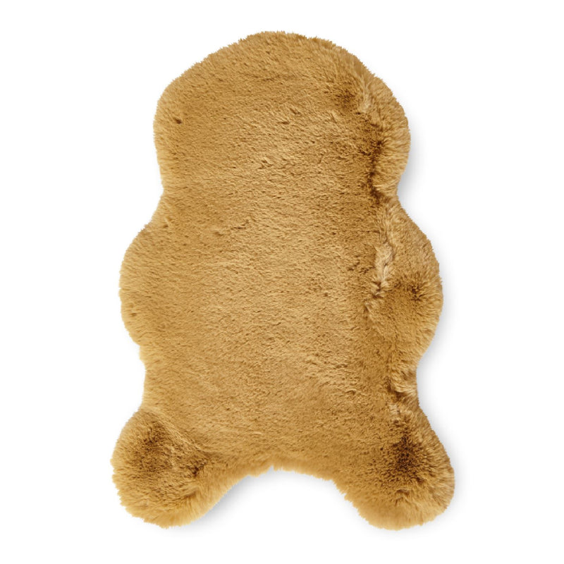 Super Teddy Plain Shaggy Faux Sheepskin Rugs in Mustard Yellow