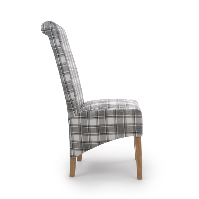 Juliette Roll Back Herringbone Check Cappuccino Dining Chair set of 2