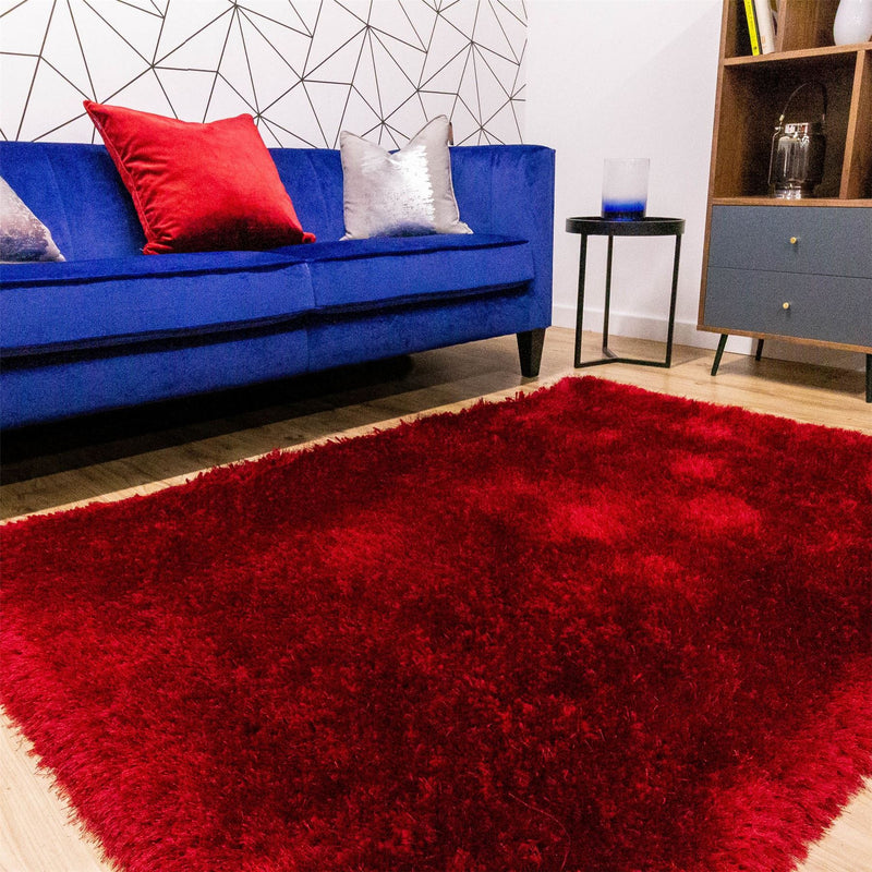 Mayfair Shaggy Rugs in Red