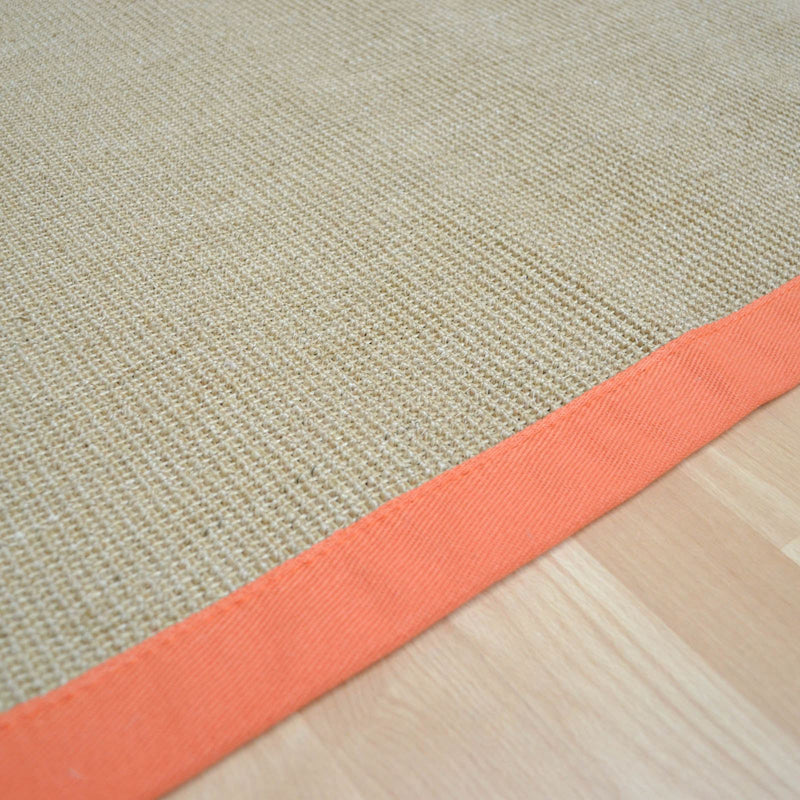 Sisal Hallway Runners in Linen with an Orange Border