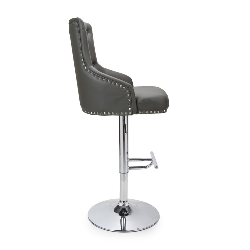 Rive Leather Effect Graphite Grey Bar Stool