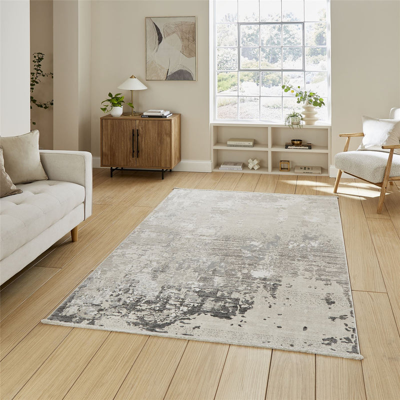 Mirage MR93 Modern Abstract Textured Metallic Rugs in Grey