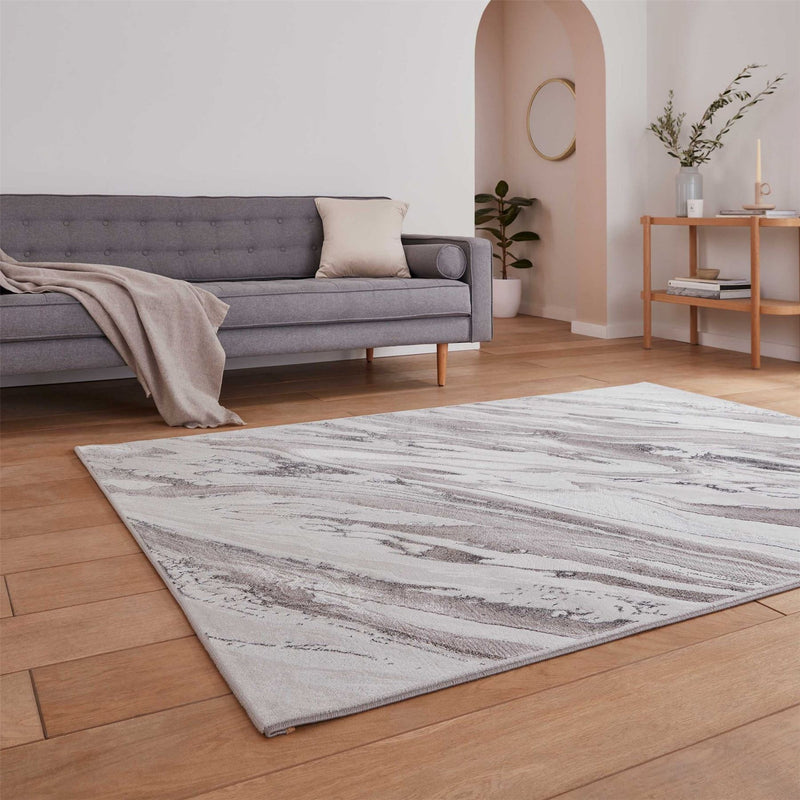 Creation 50100 Abstract Marble Rugs in Cream Beige