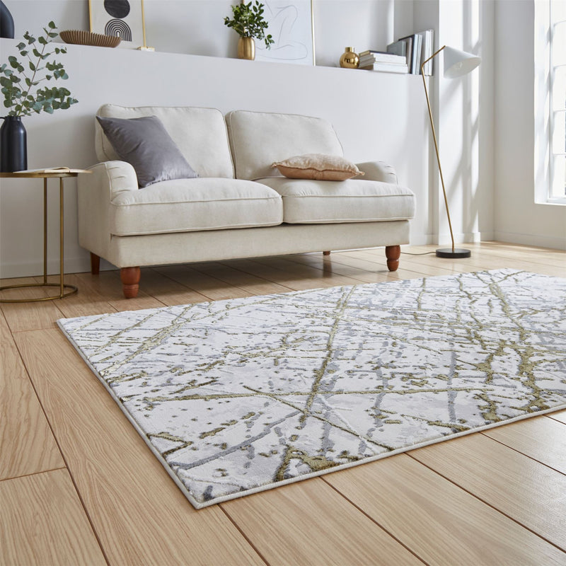 Artemis B8403A Modern Abstract Rugs in Gold Silver Grey