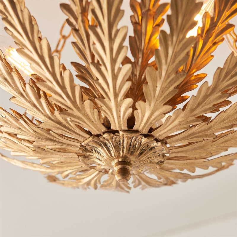 Vacanza Gold Leaf Semi Flush Ceiling Light