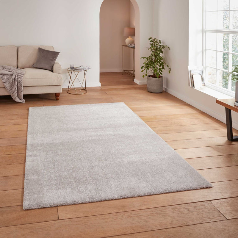 Cove Plain Plush Soft Shaggy Washable Rug in Silver Grey