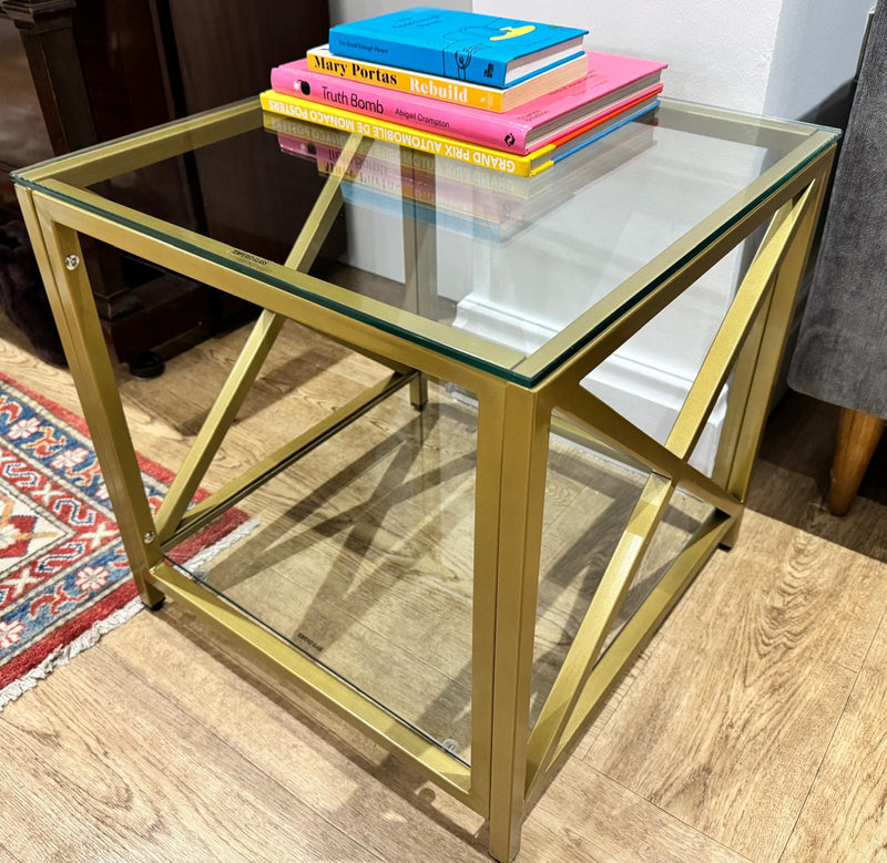 Gold Petite Glass Side Table