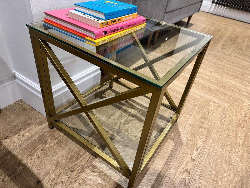 Gold Petite Glass Side Table