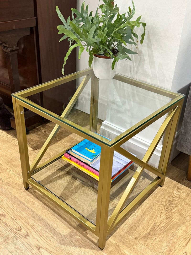 Gold Petite Glass Side Table