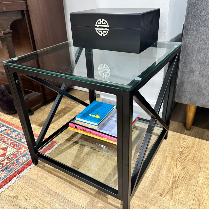 Black Petite Glass Side Table