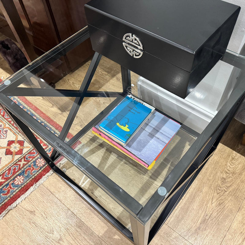 Black Petite Glass Side Table