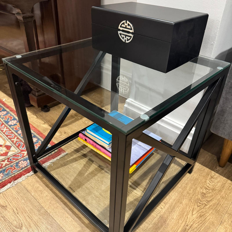 Black Petite Glass Side Table