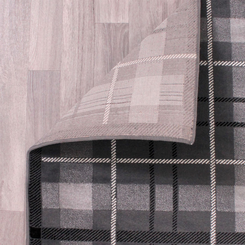 Tartan Check Modern Rugs in Grey