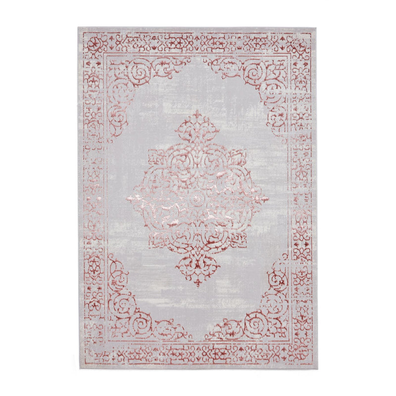 Artemis B9076A Traditional Textured Rugs in Rose Silver Grey