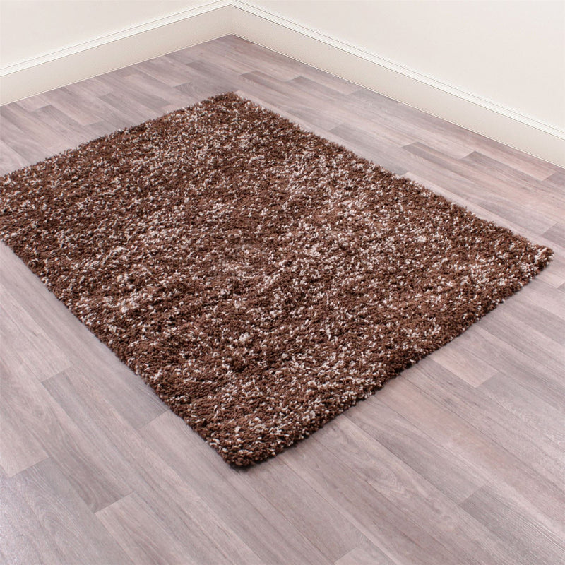 Indulgence Plain Shaggy Rugs in Latte Brown