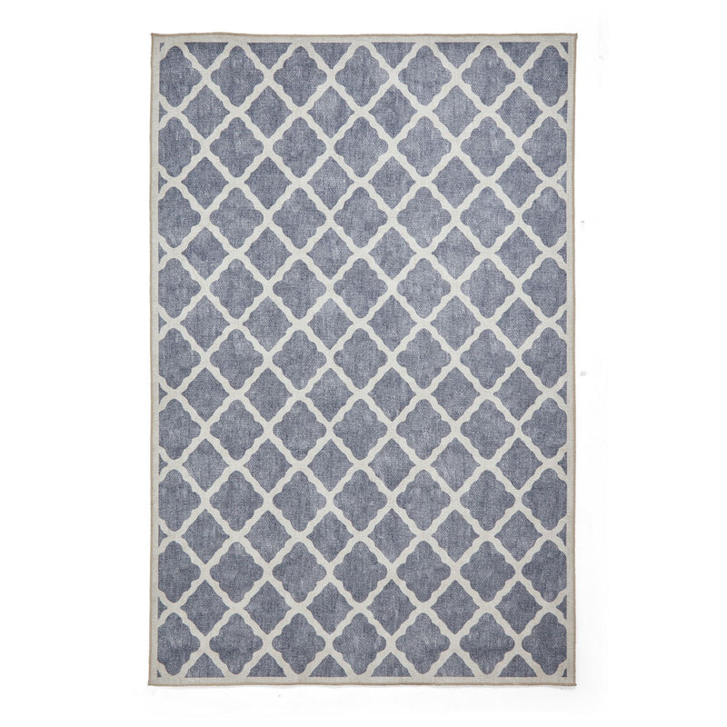 Coral H1063 Modern Washable Trellis Rugs in Blue