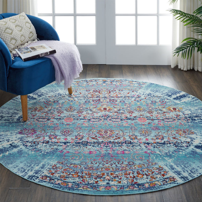 Vintage Kashan Circluar Rugs VKA02 by Nourison in Blue