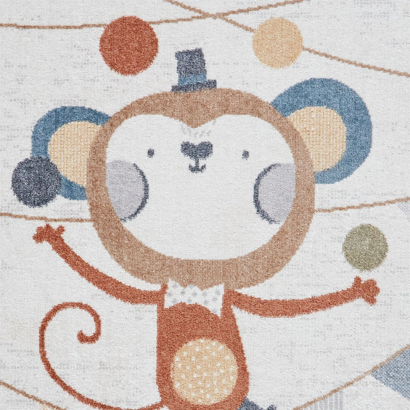 Vida Kids Monkey Washable Childrens Rugs in Multi