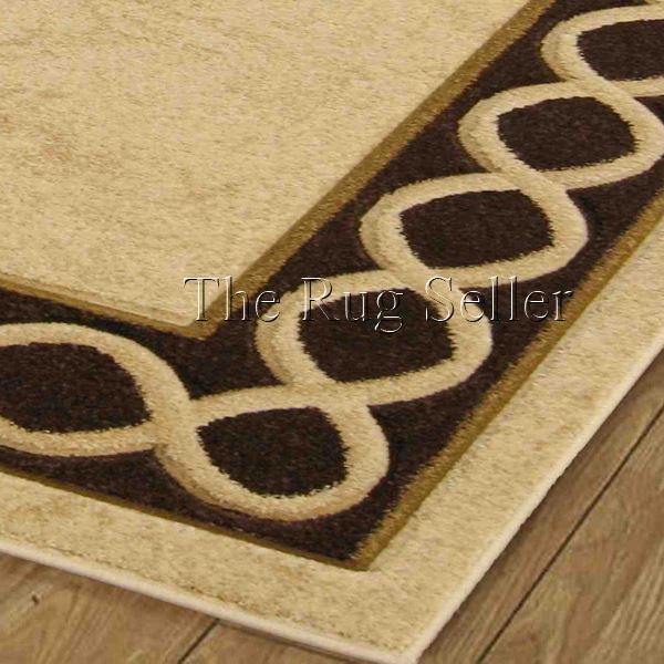 Naples Loop Border Rugs in Beige Brown