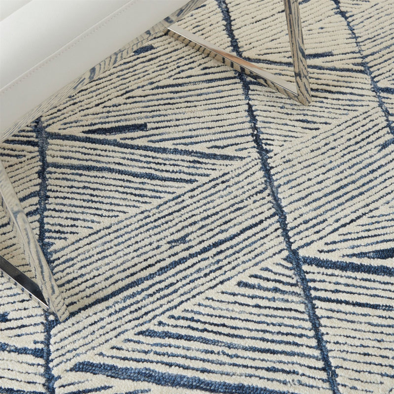 Colorado CLR01 Linear Wool Rugs by Nourison in White Blue