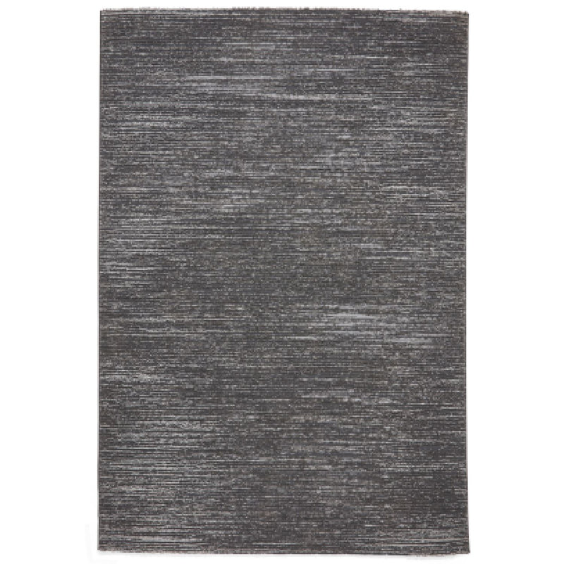 Flores 1930 Plain Textured Washable Rug in Charcoal Grey