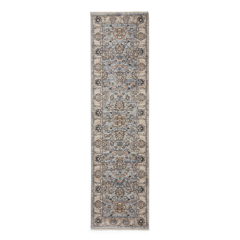 Vintage 35027 Traditional Motif Border Runner Rugs in Blue