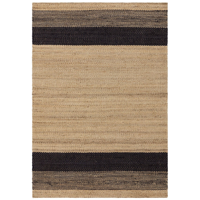 Cedar Stripe Jute Reversible Flatweave Rugs in Natural Charcoal