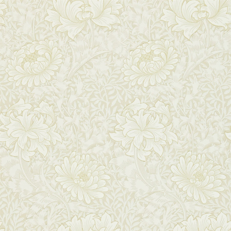 Chrysanthemum Wallpaper 212546 by Morris & Co in Chalk White