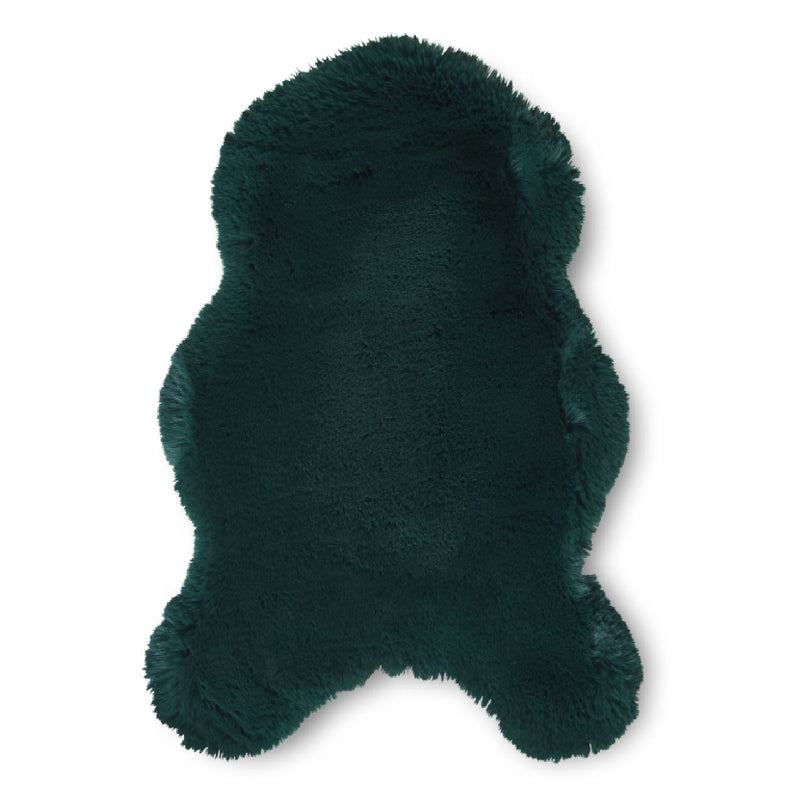 Super Teddy Plain Shaggy Faux Sheepskin Rugs in Jewel Green