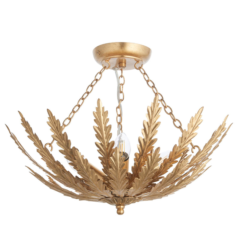 Vacanza Gold Leaf Semi Flush Ceiling Light