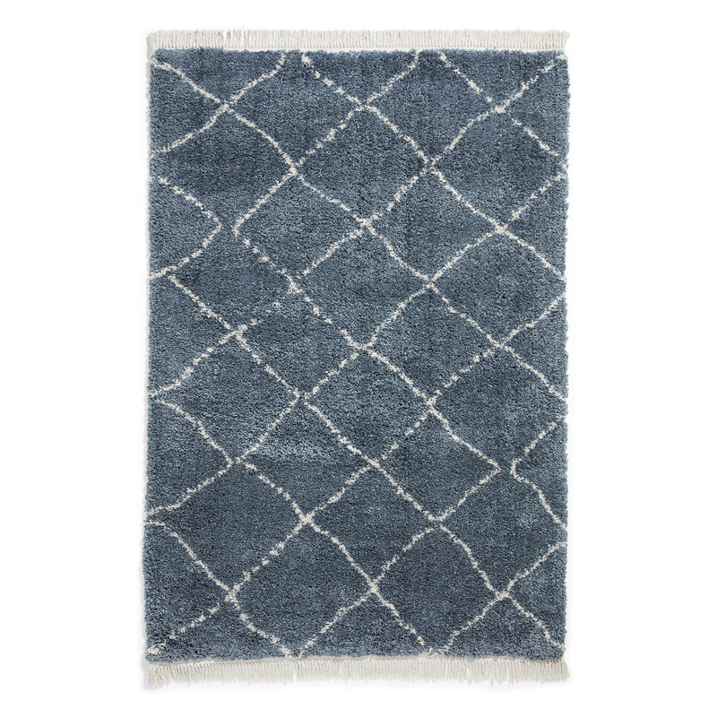 Boho 5413 Berber Shaggy Modern Rugs in Blue