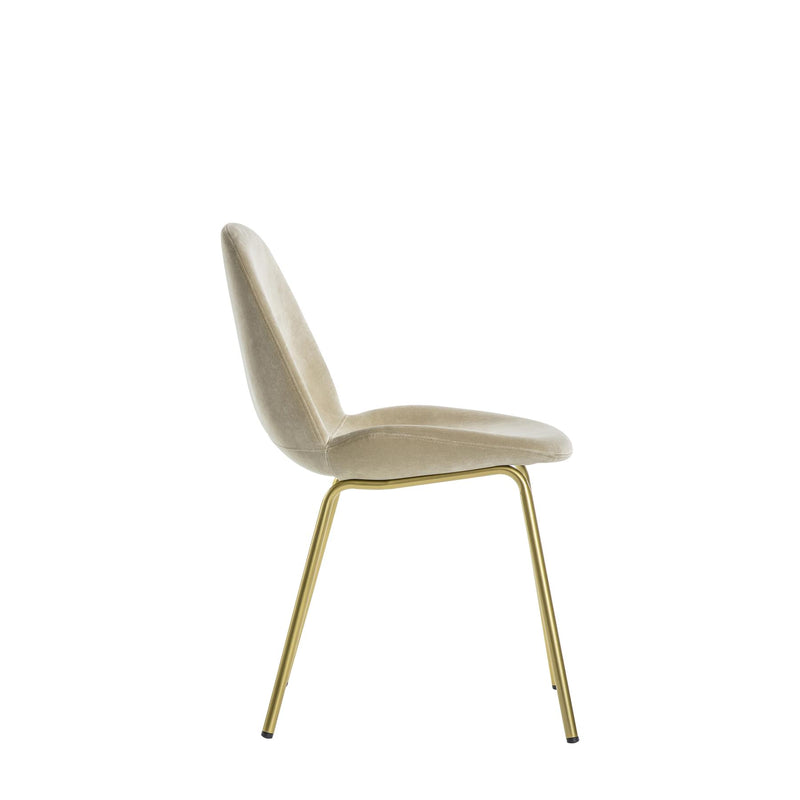 Sora Oatmeal Velvet Dining Chair with Gold Legs Set of 2