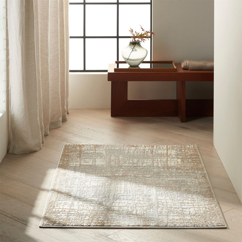 Calvin Klein Rush Designer Abstract Rugs CK950 Ivory Taupe