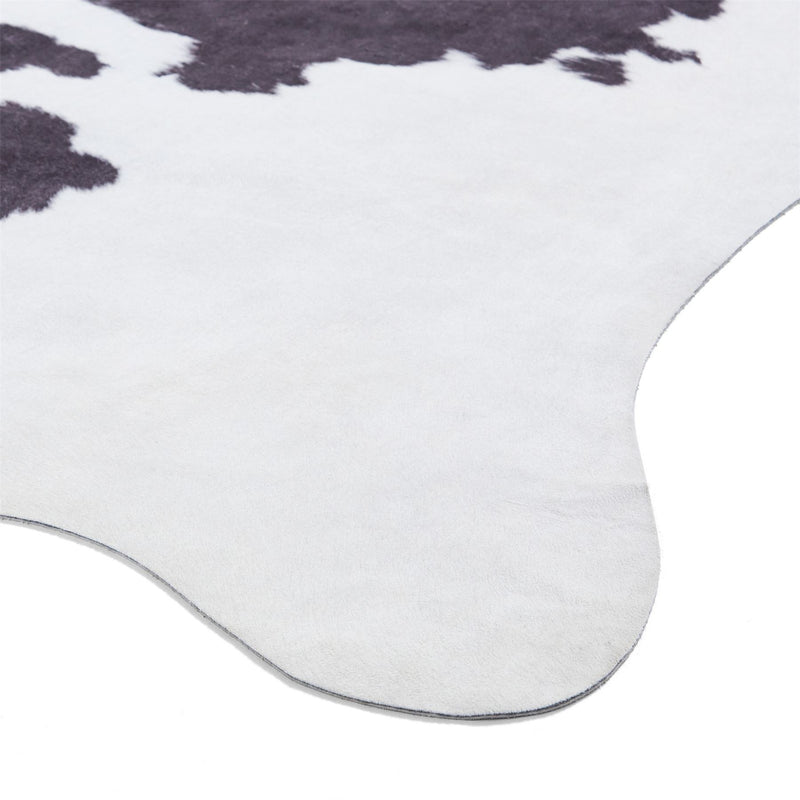 Faux Cow Print Rug in Black White