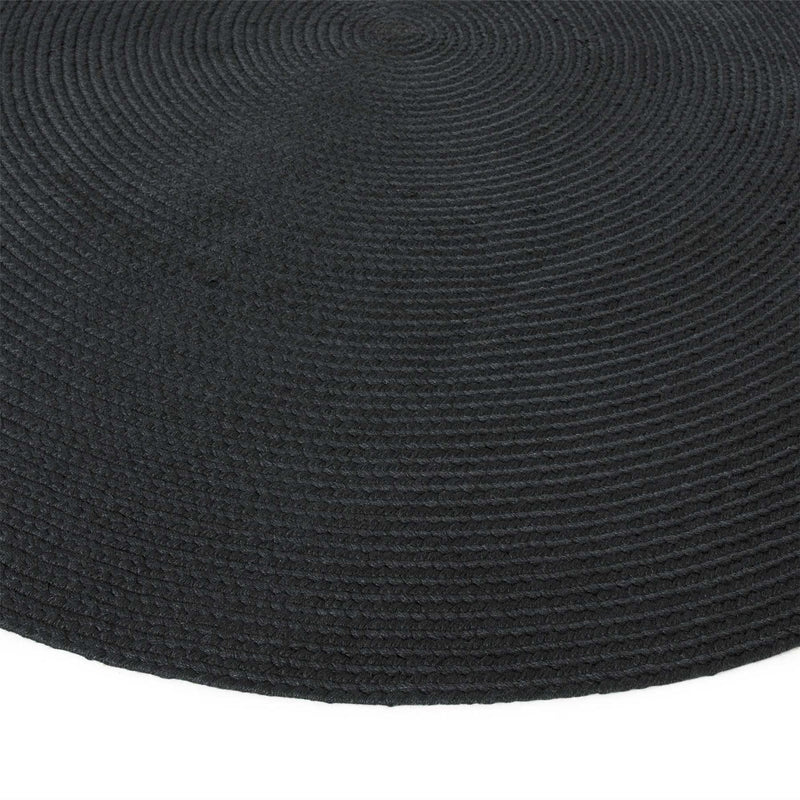 Nico Outdoor Circle Round Rugs in Charcoal Grey