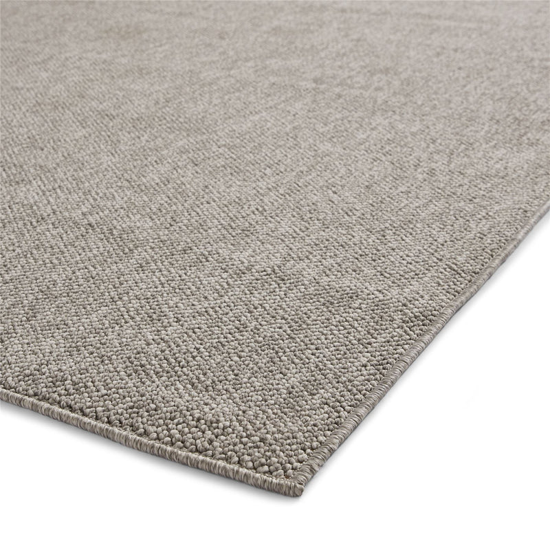 Boucle E6403 Plain Flat Weave Textured Rugs in Grey