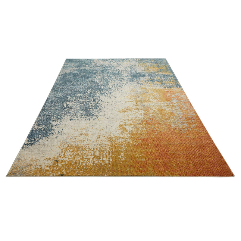 Concept Looms Rossa ROS13 Abstract Rugs in Light Blue Gold