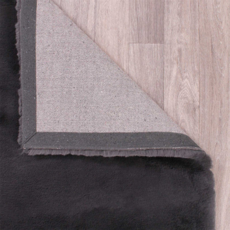 Luxe Faux Fur Rug in Charcoal Grey